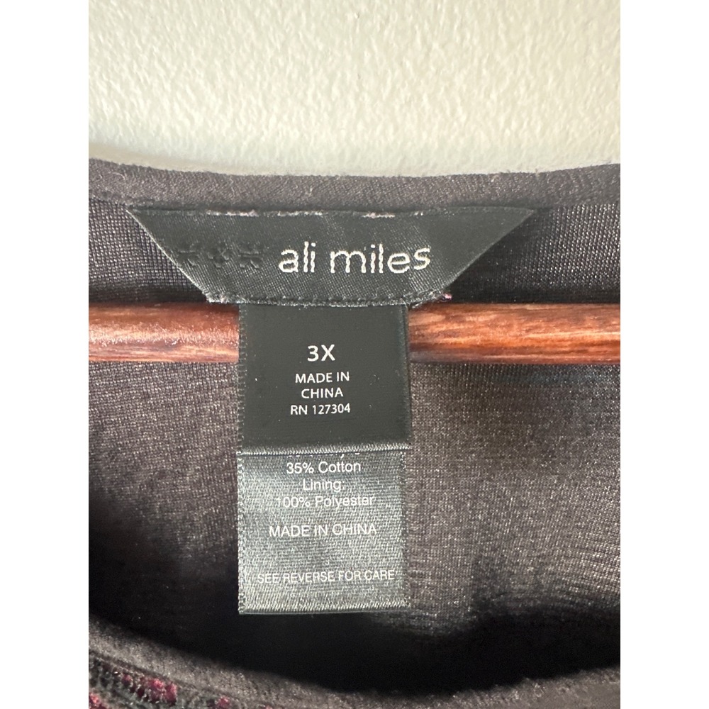Ali Miles Womens 3X Blouse Mixed Media Floral Lace Colorblock Dark Cottagecore - Picture 4 of 7